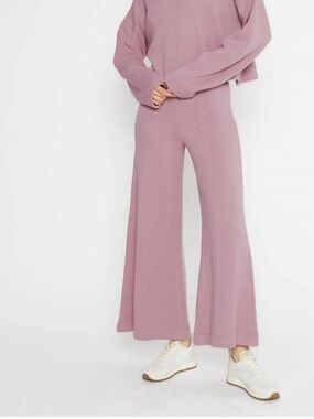 Ripley Rader Light Petal Pink Cropped Sweater Knit Lounge Pant Wide Leg Pant XS